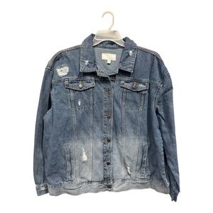 New Time and Tru Light Blue Ripped Denim Jacket